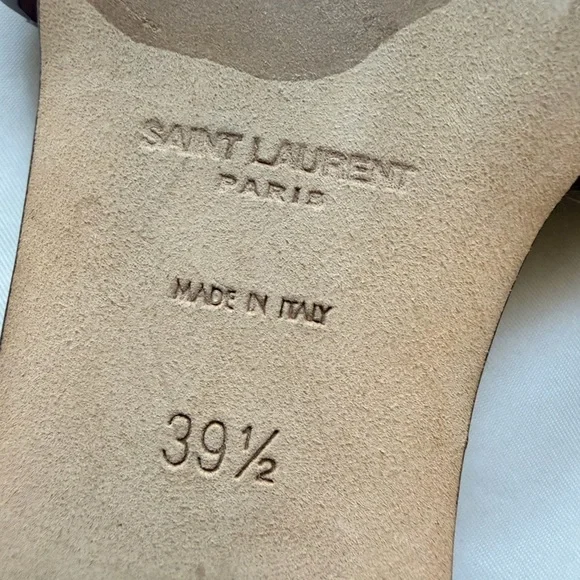 Saint Laurent Tribute Patent Woven Slide Sandal in Deep Burgundy 39.5 - Picture 7 of 8